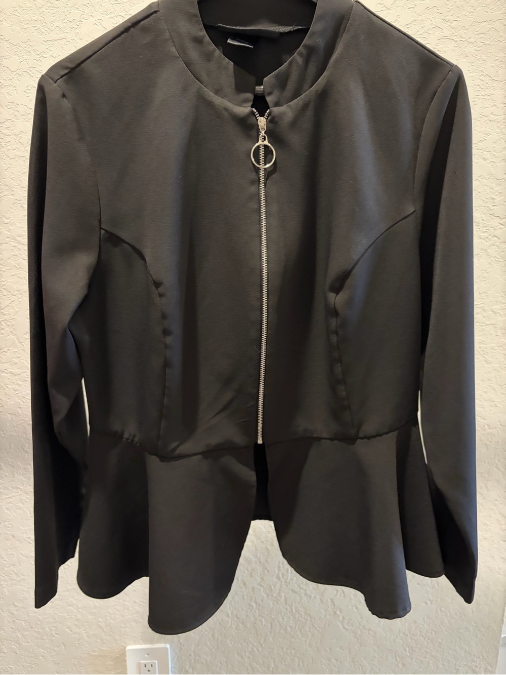Ashley Sport Black Peplum Zip-Front Jacket - Women